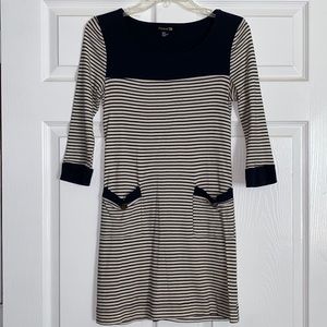 Forever 21 Navy & Cream Striped Dress with Pockets
